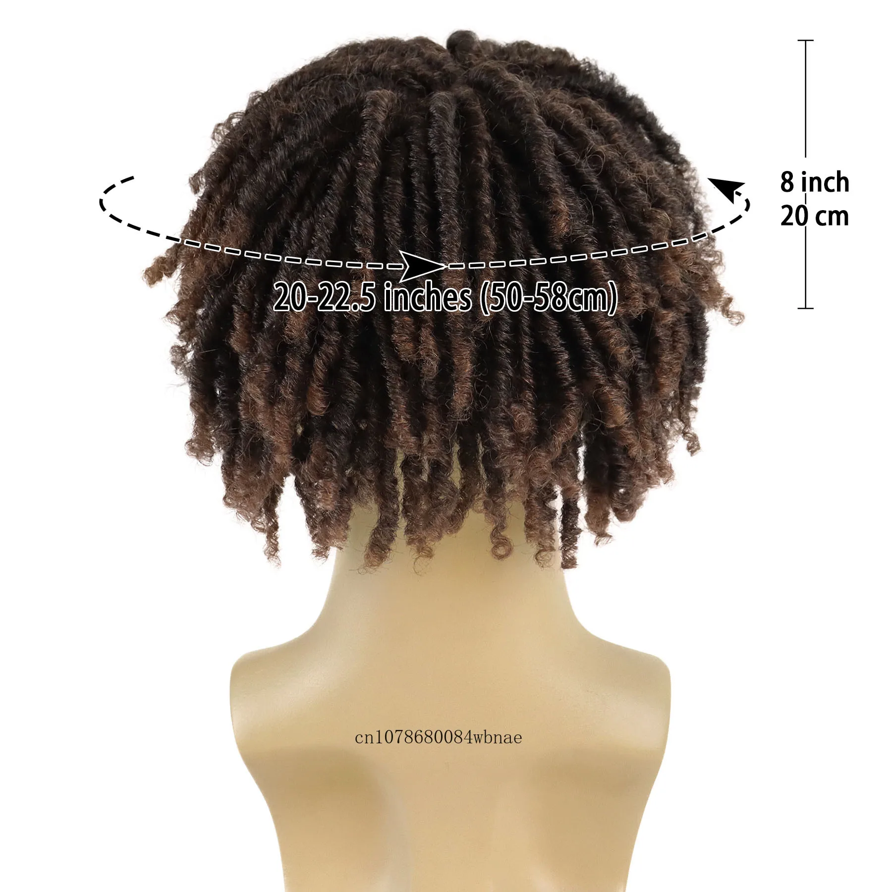 Short Dreadlocks Synthetic Hair Wigs Brown Crochet Twist Braided Afro Bob Curly Men Wig Daily Costume Party Heat Resistant Use