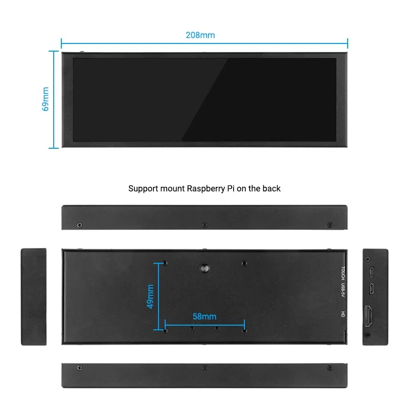 Elecrow-pantalla táctil IPS de 7,9 pulgadas, Monitor de 400x1280, Compatible con HDMI para Raspberry Pi ,Banana Pi,Jetson Nano