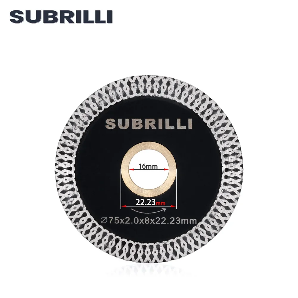 SUBRILLI 3" 75mm Diamond Saw Blade For Tile Ceramic Granite Marble Wave Diamond Cutting Disc Aggressive Circular Carving Saw