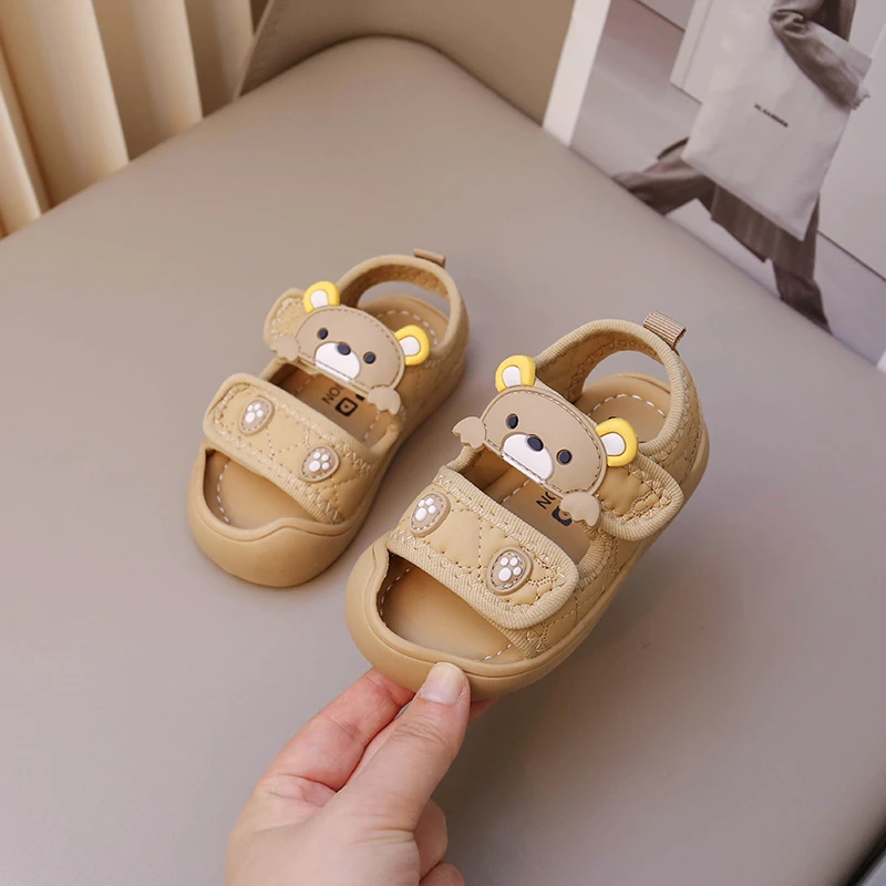 Simple Cute Newborn Baby Toddler Sandals Cartoon Bear Casual Children Sandal Boy Girl Baby Soft Comfortable Kick Resistant Shoes