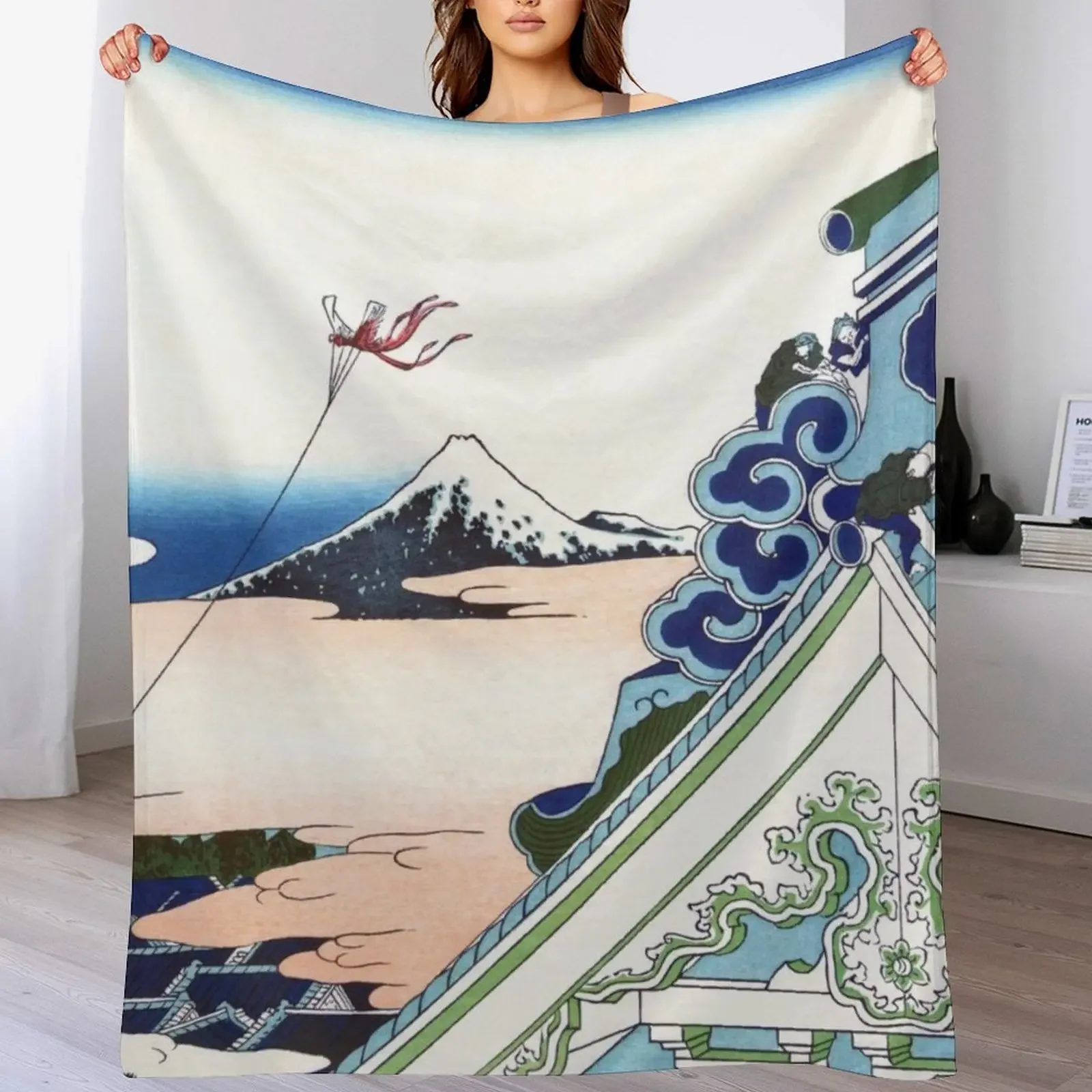 

Honganji Temple at Asakusa in Edo by Katsushika Hokusai Throw Blanket Quilt Thermals For Travel Weighted Hairys Blankets