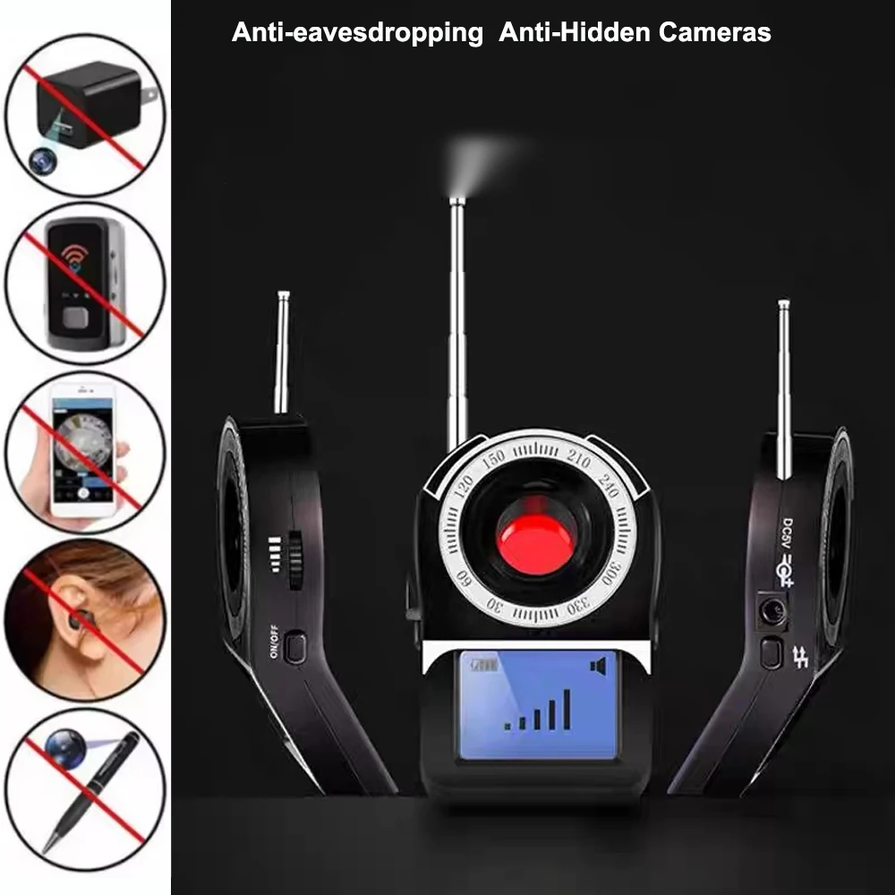 

anti spy Hidden Cameras Detector,Pinhole Cam Scanner&Bug/Mobile phone Signal Detect,Portable Spy Gadget for Hotel/Home Security