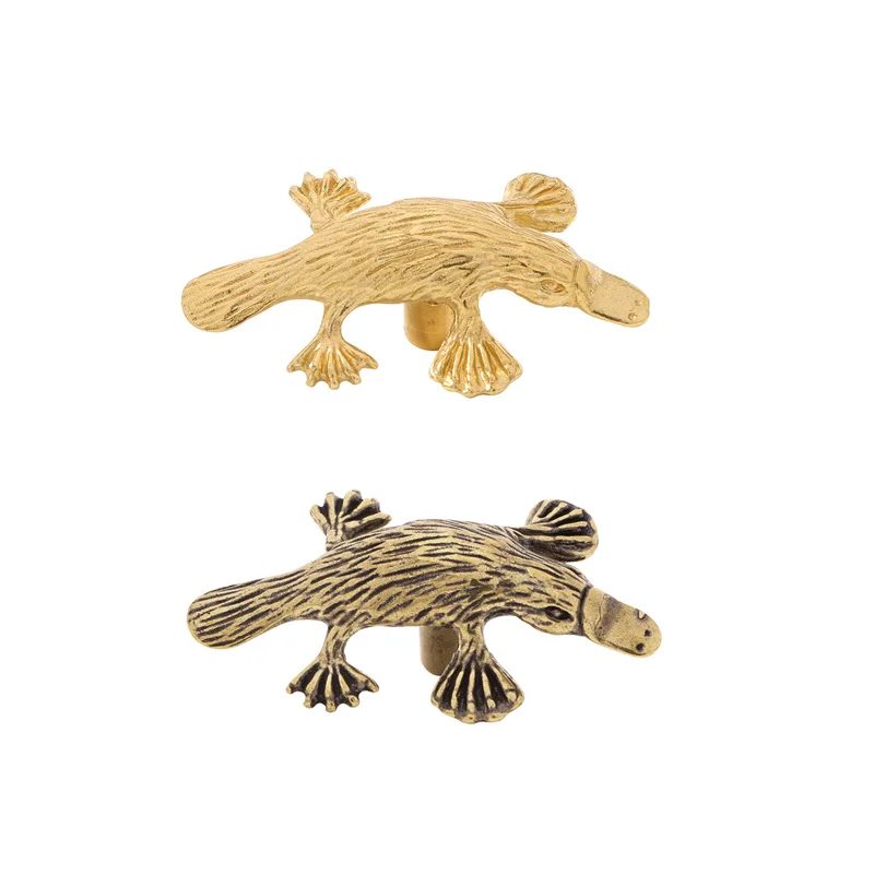 Platypus Shape Furniture Handle Drawer Door Knobs Brass Animal Handles For Kitchen Shoe Cabinet Cupboard Wardrobe Pulls Diy