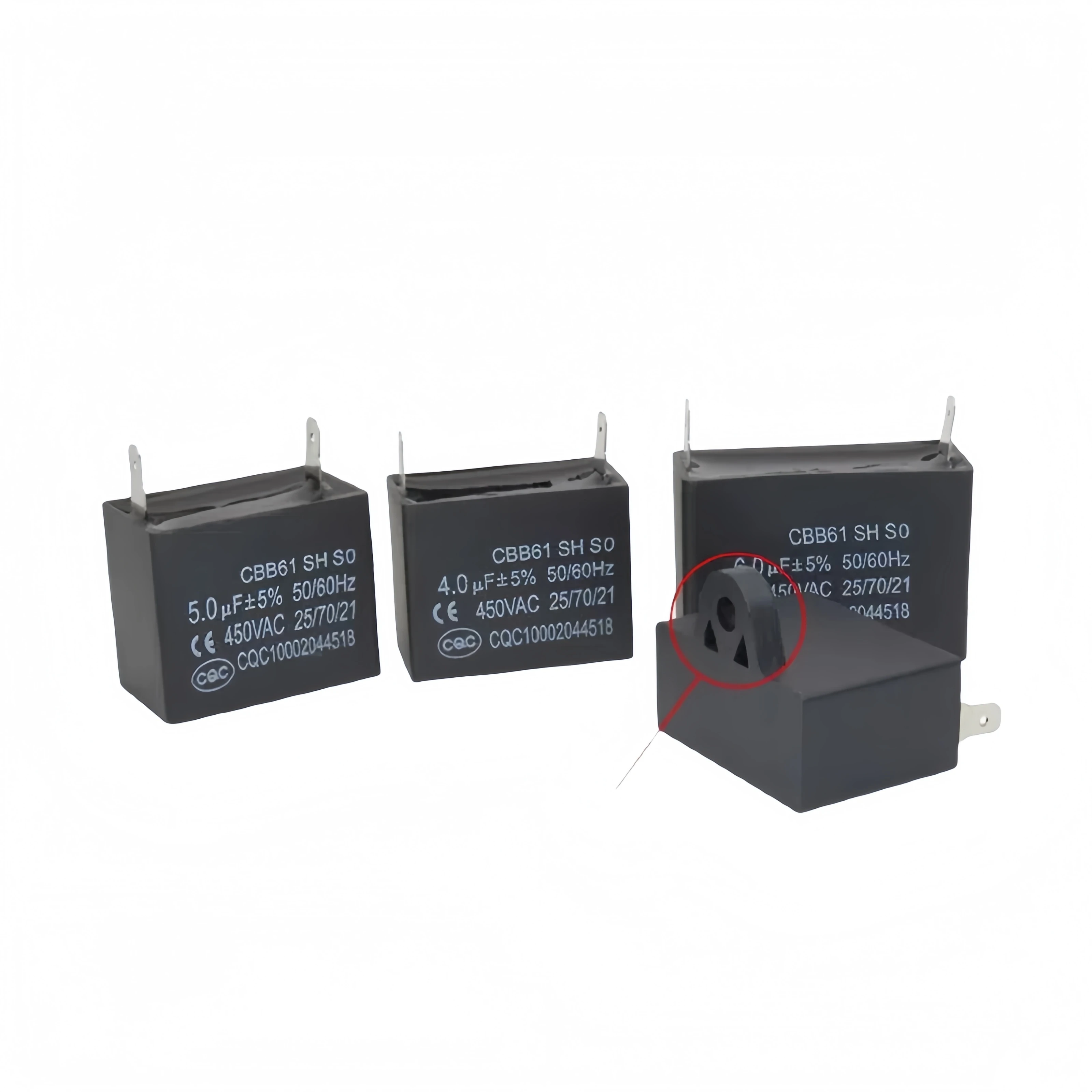 

CBB61 fan air conditioning plug starting capacitor 1UF/1.2/1.5/2/2.5/3/3.5/4/4.5/5/6/8/10/12UF 450V two plug pins