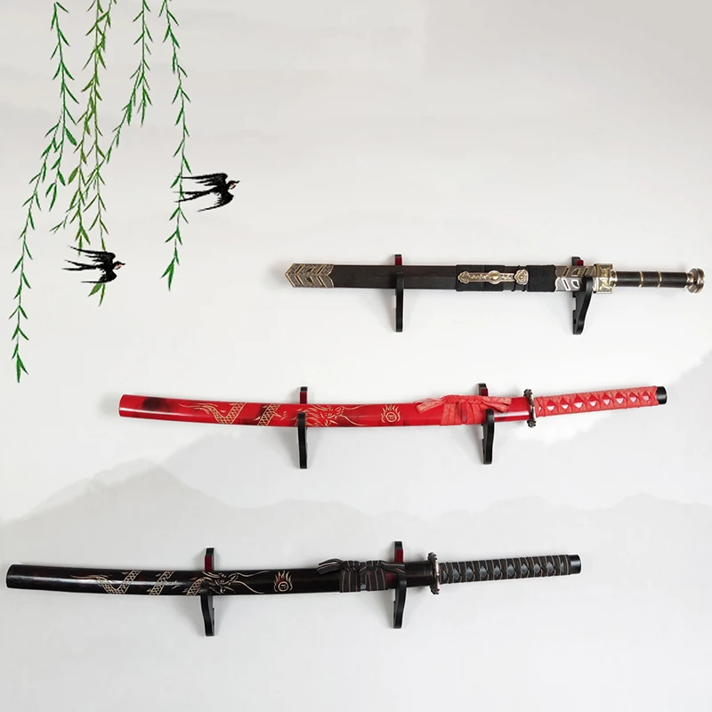 2pcs Cosplay Wand Sword For Samurai Rack Adjustable Display Racks Wall Mounted Wooden Sword Stand Holder Hanger Knife - view 2