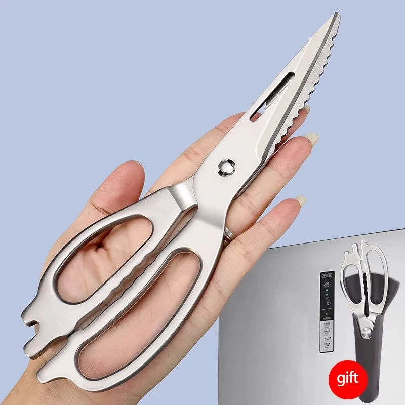 All stainless steel strong chicken bone scissors can be split multi-functional kitchen home fish bone scissors one steel