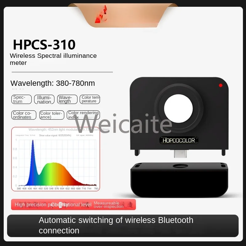 HPCS-310 Bluetooth Illumination Probe Plant Light Spectrometer Color Temperature Wavelength Detector