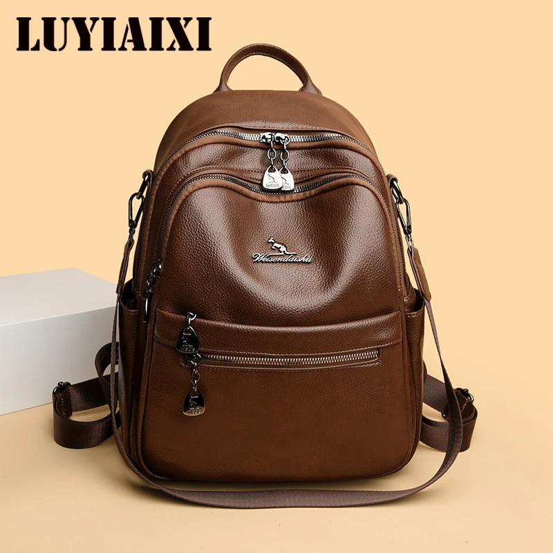 

Винтажный женский кожаный рюкзак-сумка 2026 года, высококачественный дизайнерский ранец для женщин, большой рюкзак для книг для девушек, Sac a Dos