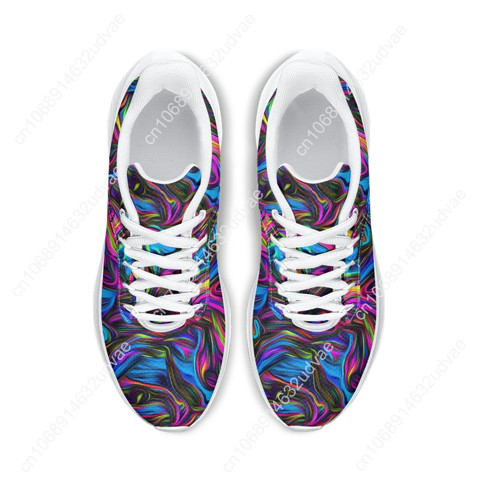 New Running Shoes Colorful Psychedelic Print Lightweight Breathable Running Shoes Abstract Art Print Casual Sneaker