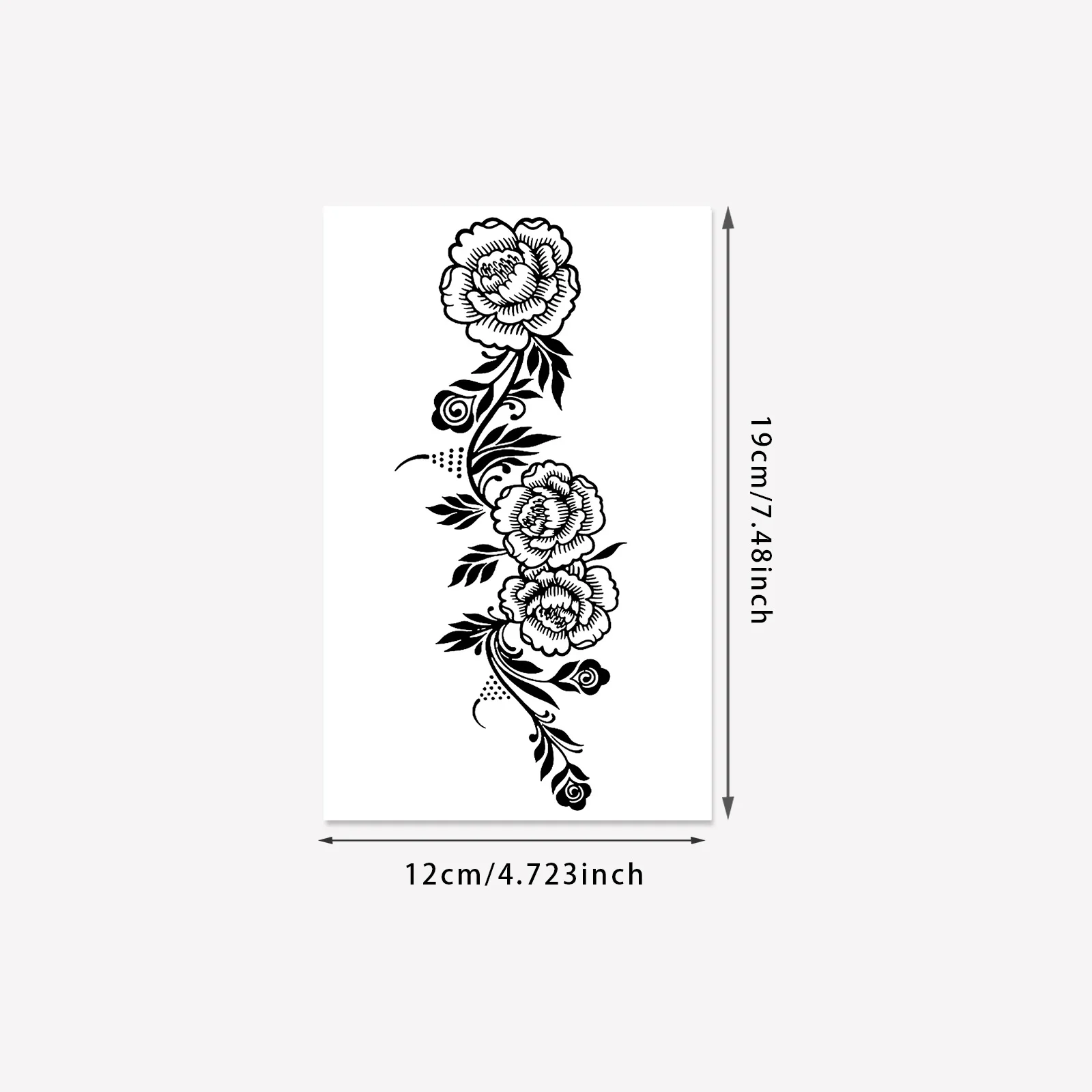 Hand-Painted Henna Temporary Tattoo Sticker, Black Floral Vine Design for Hand, Waterproof Party Body Art view 4