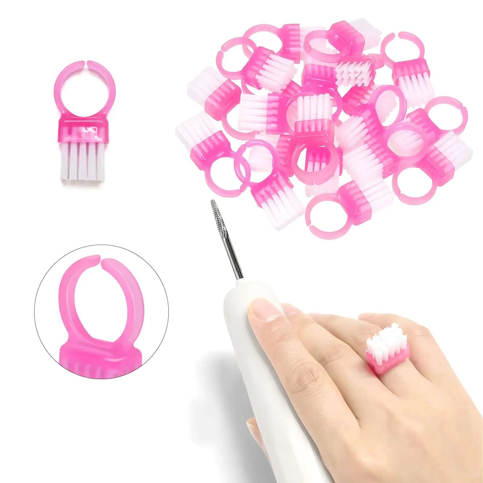 

30 шт., мини-кольцевая щетка для чистки ногтей от пыли, мягкие волосы, щетки для ногтей «сделай сам», профессиональная щетка для чистки пыли, инструмент для ухода за маникюром