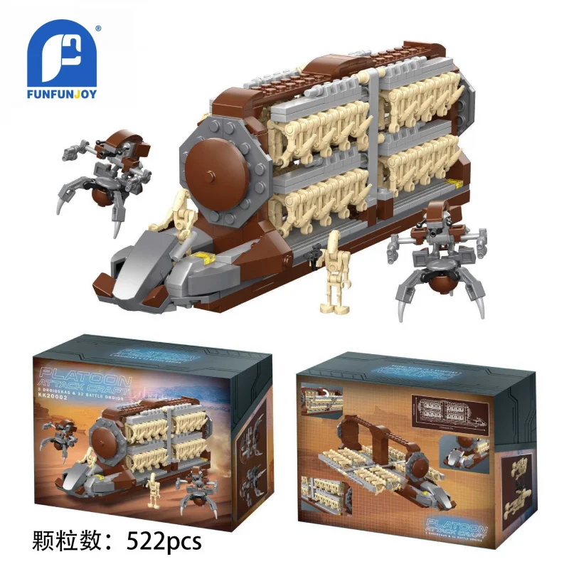 

522PCS Space War Troop Carrier Building Bricks, Alien Battle Vehicle Model, DIY Assembly Toy & Holiday Gift