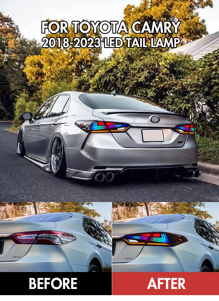 RGB Tail Lights For Toyota Camry 2018-2021 LED Tail Lamps Auto Accessorie Start-up Animation Sequential Breathing Turn Signal