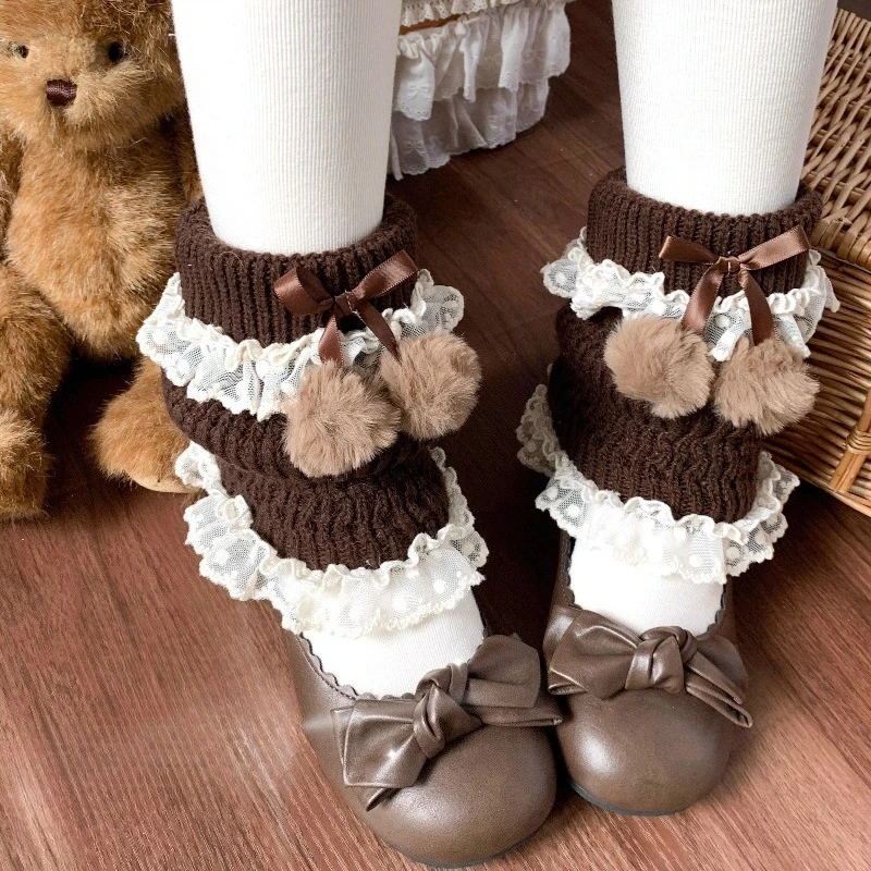 جديد لوليتا الدانتيل اليابانية الحلو رقيق الكرة الجوارب النساء الخريف تدفئة الساق JK لطيف طماق Y2K فتاة جميلة كومة الجوارب