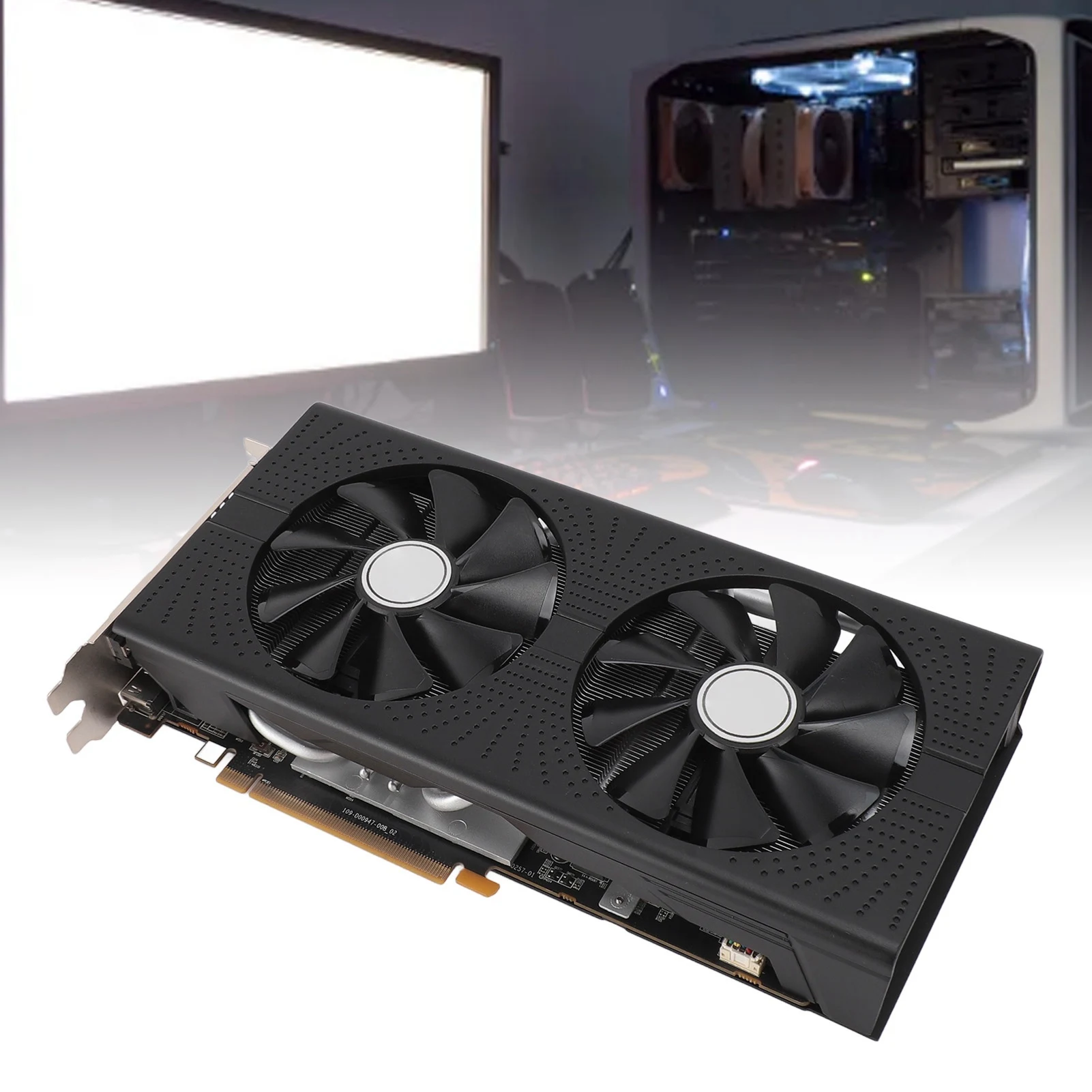 بطاقة رسومات الألعاب تبديد الحرارة السريع RX590 8GB GDDR5 256bit 8pin موصل الطاقة بطاقة الرسومات مع مروحة مزدوجة للكمبيوتر المكتبي