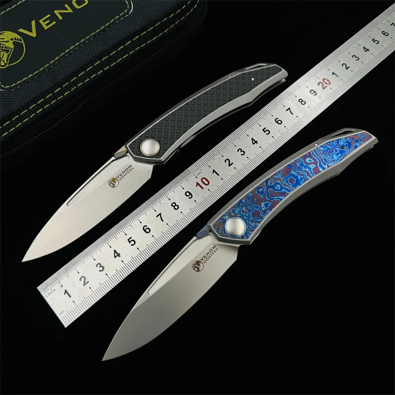 VENOM Montesa M390 Steel Titanium Folding knife outdoor camping hunting survival pocket kitchen fruit knives EDC tool