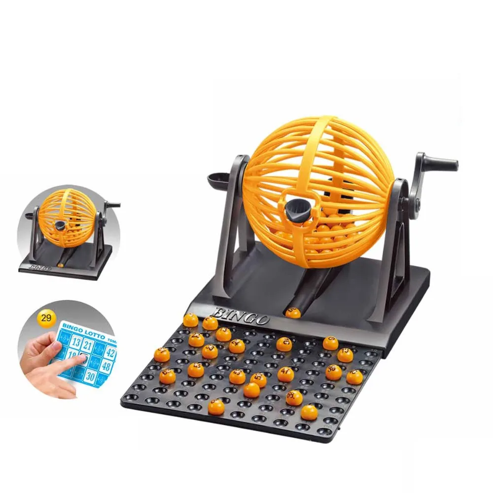 High Quality ABS Bingo Lotto Game Set Rotary Cage Revolving Machine Board Game Interactive Bingo Balls Home