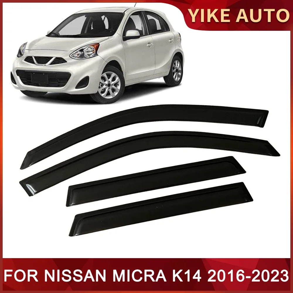 Window Visor for NISSAN MICRA K14 2016-2023 Weathershied Door Visor Wind Sun Rain Guards Side Window Wind Deflectors Auto