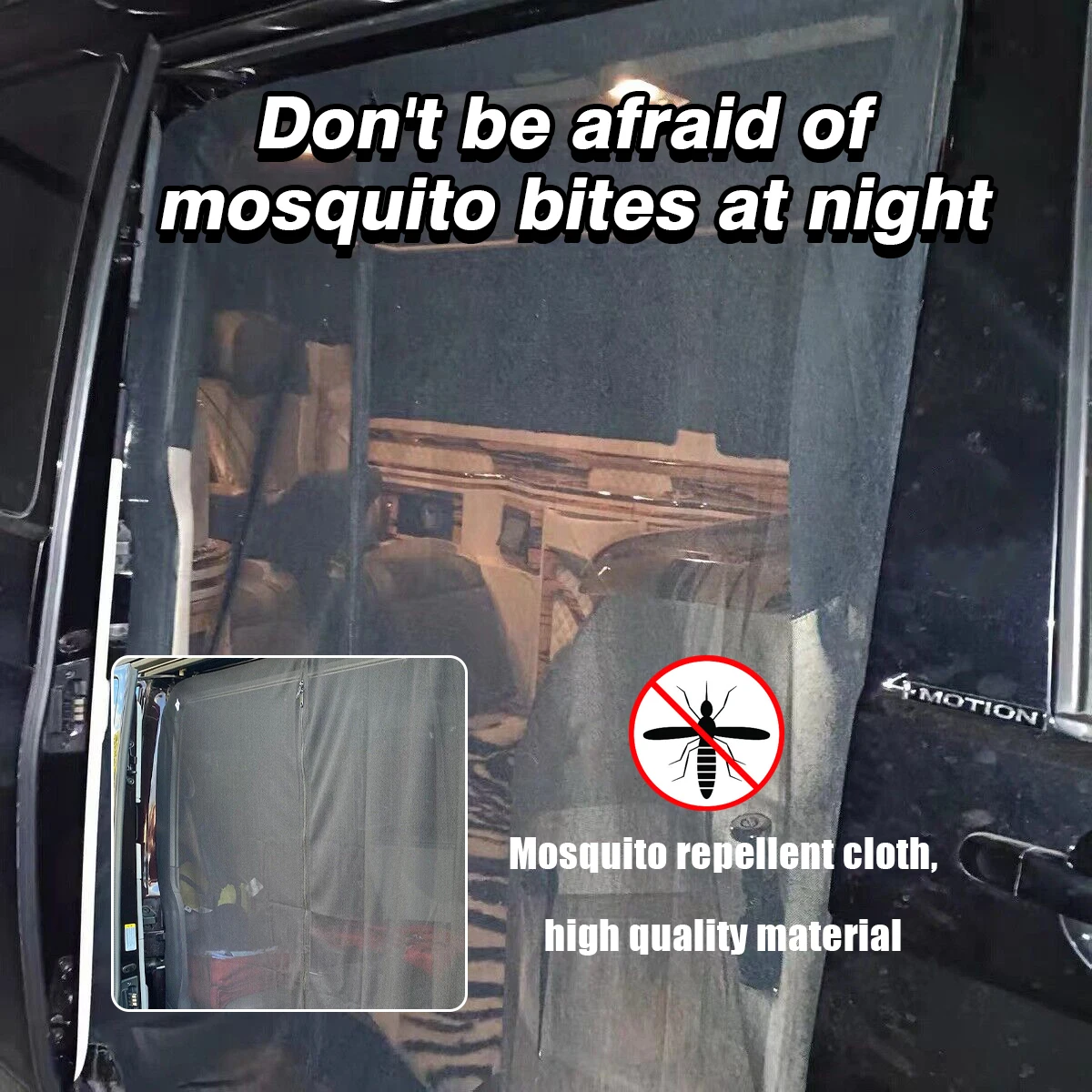 

1pcs Anti-Mosquito Curtains For Caravan Sliding Doors For VW T5 T6 Zippered Insect Protection Breathable Light-Permeable Screens