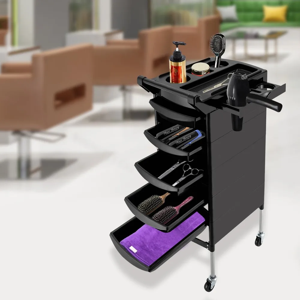 

Rolling Salon Trolley Beauty Spa Cart Styling Station Equipment Storage w/ Tray