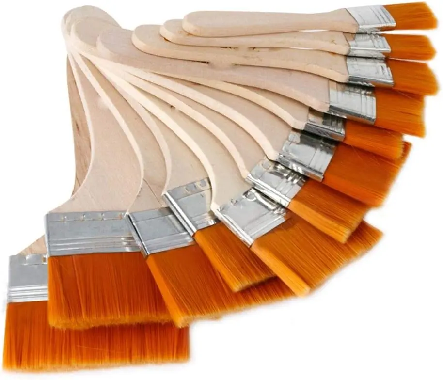 

Flat Art Paint Brushes Set, Assorted Size Nylon Painting Brushes for Artists