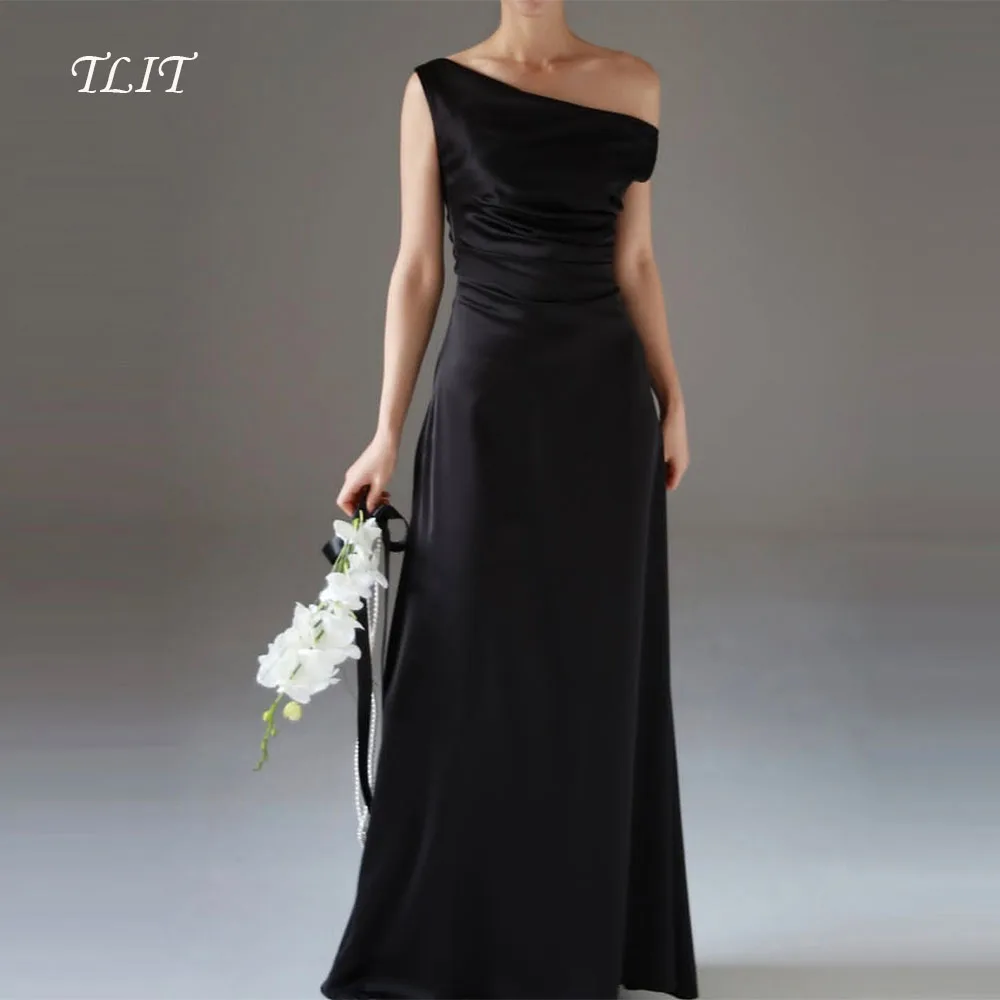 

TLIT Elegant Black Silk Satin Mermaid Wedding Dress Customized Strapless Strap Bridal Gown Korea Wedding Dress Photos Shoot