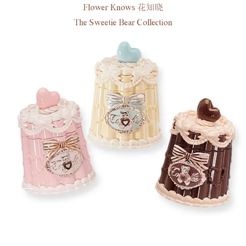Flower Knows Sweetie Bear colección revestimiento labio gelatina espejo película rápida formación labio esmaltado taza antiadherente maquillaje de labios duradero