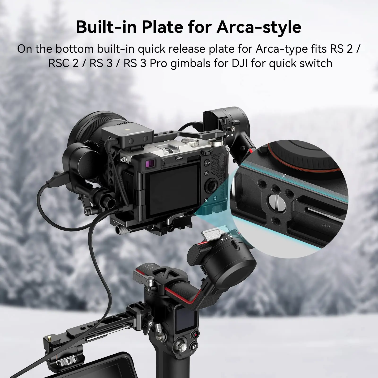 SmallRig A7C Aluminum Alloy Full Cage Camera for Sony A7C, with Arca-Swiss Quick Release Plate ARRI Camera Cage - 3081B