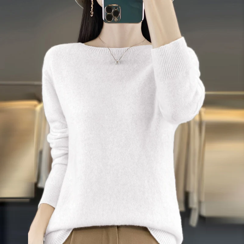 Hot Wool Cashmere Lady Autumn Winter New Sweater Women O-Neck Long Sleeve Solid Color Sexy Cozy Female Knit Casual Warm Pullover