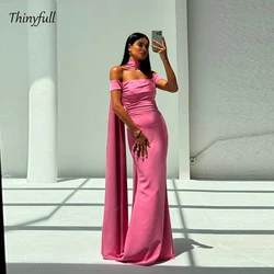 Thinyfull Mermaid Arabia Long Prom Dresses Off Shoulder Strapless Satin Evening Party Gown Dubai 2024 Special Occasion Dress