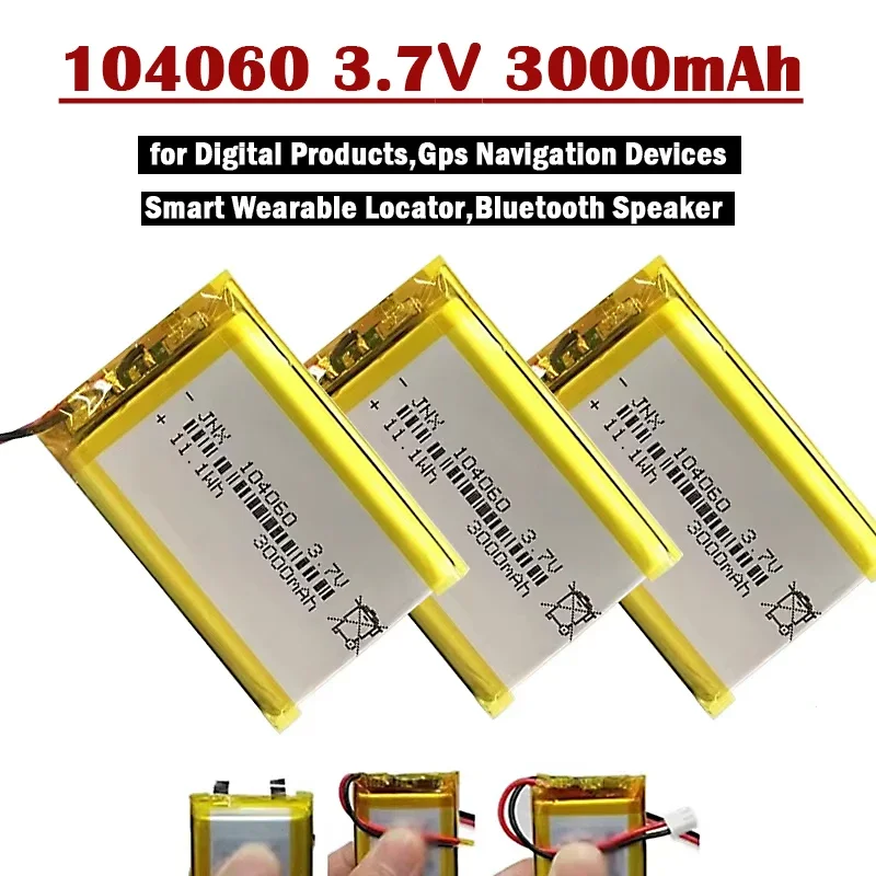 Hot Salle 104060 3.7V 3000mAh Polymer Lithium Rechargeable Battery FOR Camera GPS Navigator MP5 DVR Bluetooth Speaker Player