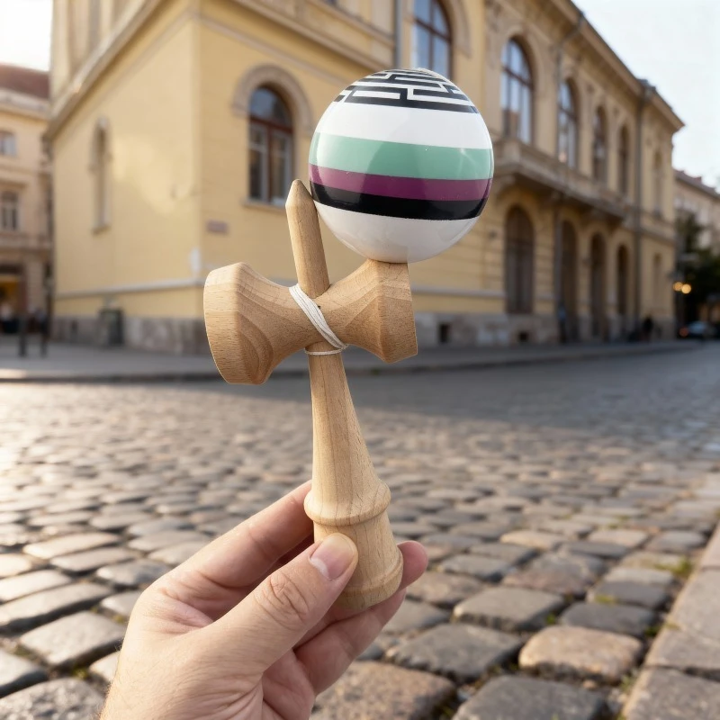 Picture 7: 1pc Mesh Kendama Juggling Ball with Durable Wooden Stick - Multicolor Training Suitable for Hand-Eye Coordination