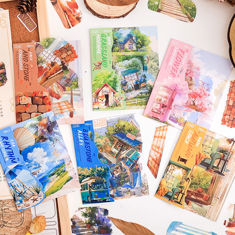 

3 пакета наклеек вишневый цвет пляжный пейзаж наклейки справочник канцелярские принадлежности DIY Скрапбукинг чехол для телефона украшение дневника