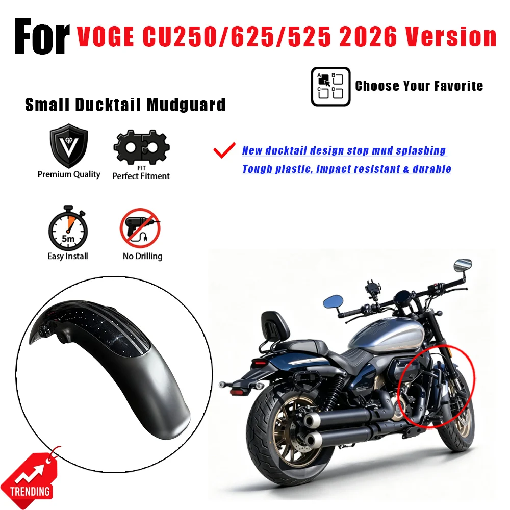 For VOGE CU250 CU625 CU525 2026 New Small Ducktail Mudguard Guardabarros cola pato moto