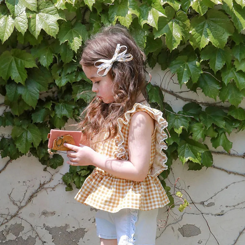 

Children Clothes Toddler and Baby Girls Fashionable Fringed checked vest Child School Kids Outfit Tops 1-10 Years