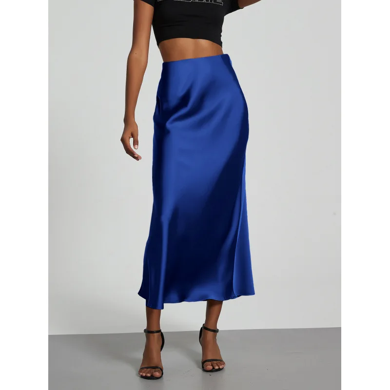 

2026 Spring and Summer New Big Skirt Silky Texture Satin Skirt Vertical