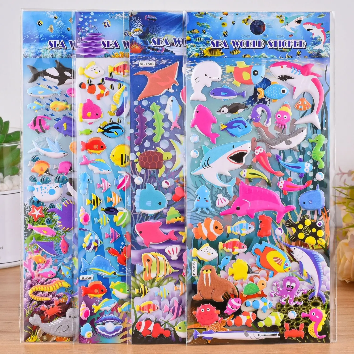الكرتون المحيط الأسماك الصغيرة ثلاثية الأبعاد الإغاثة ملصق لطيف الحيوان منتفخ ملصقات مقاوم للماء كبسولة ملصقات سكرابوكينغ هدية ترويجية