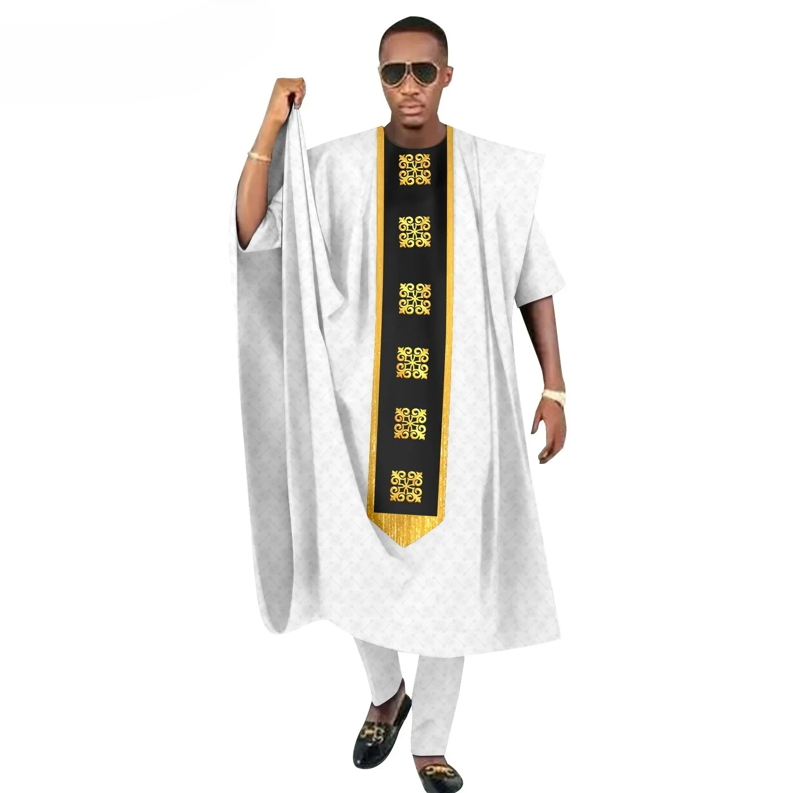 

African Ethnic New Style Casual Solid-color All-cotton Men's Suit - Shirt + Pants + Jacket - Men's Suit