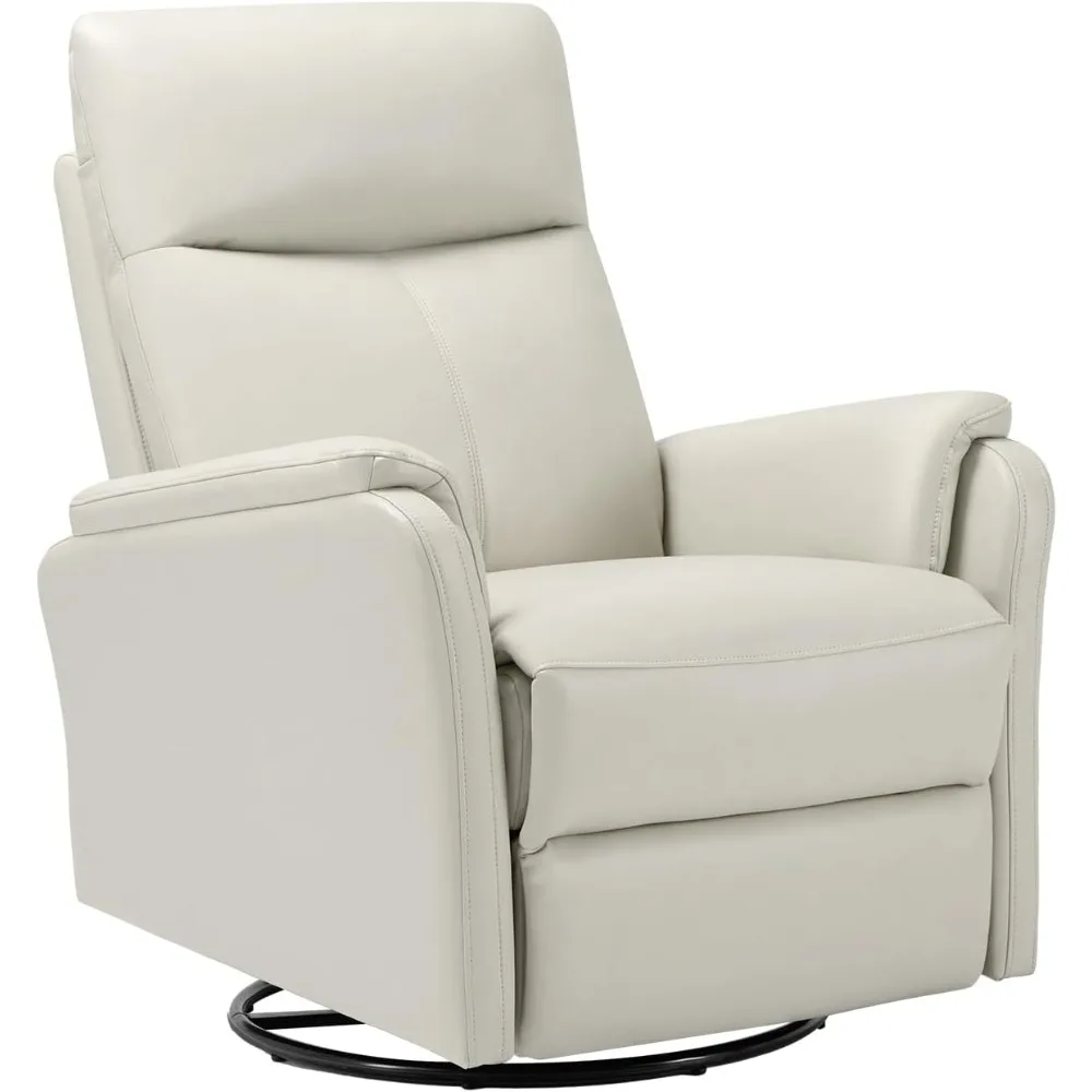 

Faux Leather Swivel Recliner Chair with Footrest, High Back with Double-Layer Cushion, Glider Recliner for Nursery & Livi