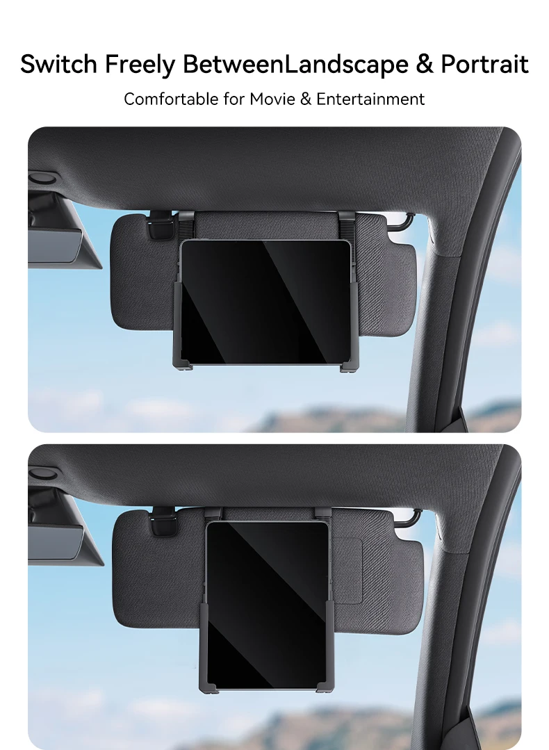 YZ Für Tesla alle Modelle 3/Y PC Flachklemme Verstellbarer Universeller Handy-Tablet-Ständer Schminkspiegel Frontscheiben-Sonnenblendenhalterung – Detail 2