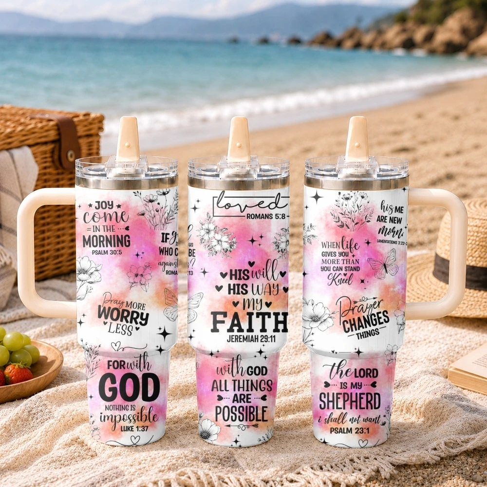 Jesus God Sublimation Vacuum Flasks 40oz Stainless Steel Insulated Tumbler Leakproof Vacuum Travel Mug Portable Coffee Cup