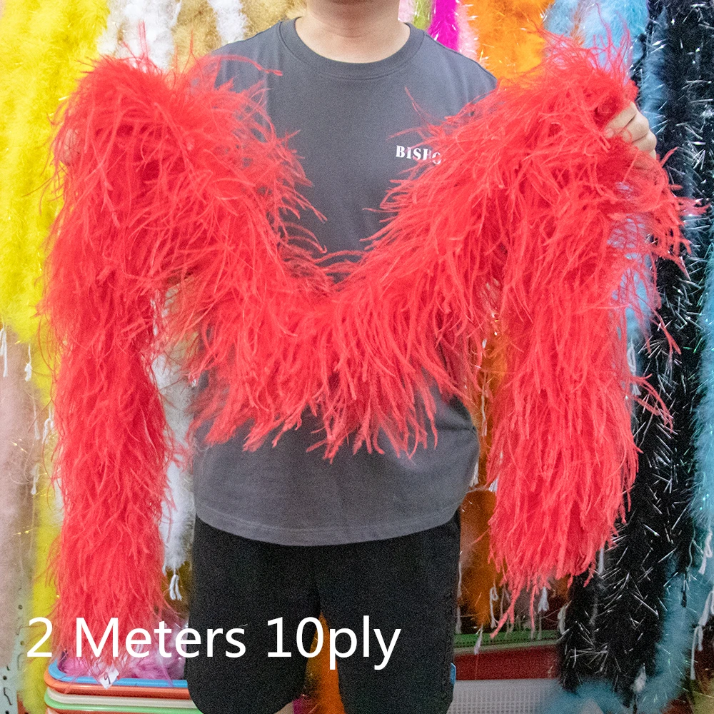 Feather Boa 6 10 Ply Various High Quality Ostrich Feather Trim Scarf Party Dress Cuff Sewing Decoration Shawl 2 Meters/PCS