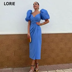 LORIE Cap Shoulder Mermaid Evening Dresses Puffy Sleeves Side Cut Tea Length Formal Party Prom Gowns Robes De Soirée Customized