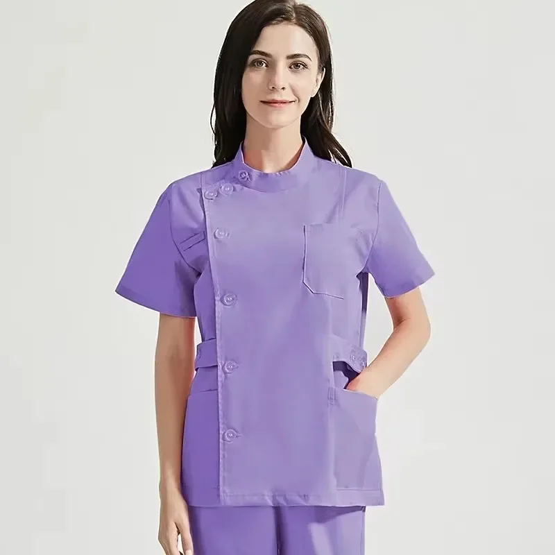 

New Unisex Short Sleeved Pharmacy Nurse Uniform Hospital Doctor Workwear Oral Dental Surgery Uniforms Medical Scrubs Sets