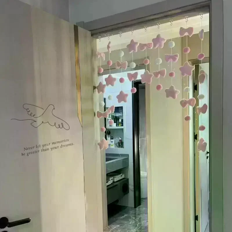 Cute Knot Door Curtain Partition Curtain Bedroom Bay Window Room No Punching Curtain Decoration Girl Heart Decoration