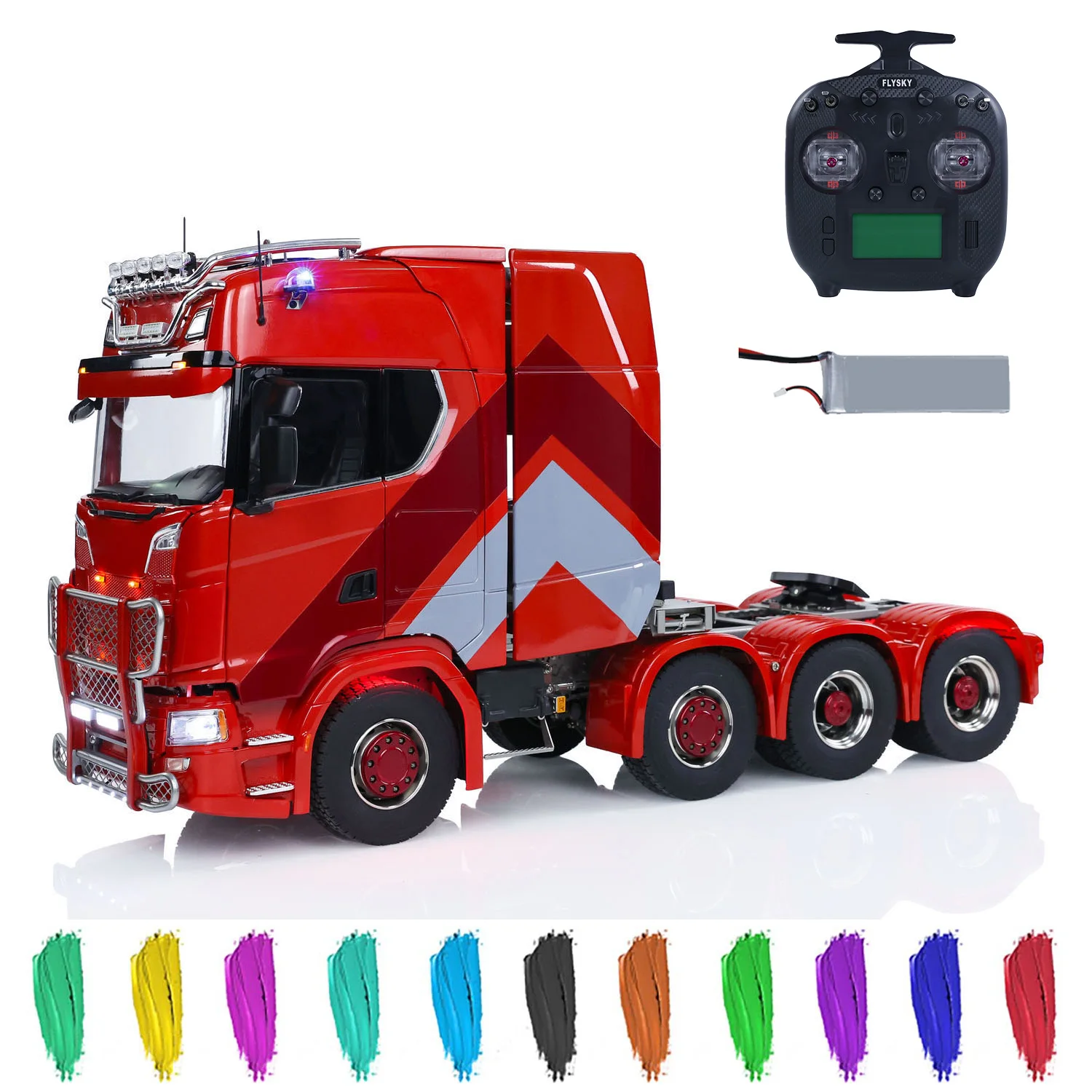 1/14 770S RC Tractor Truck 8x8 Metal Chassis Radio Control DIY Lorry Lock Differential 3Speed Cab Suspension Smoking ST8 Battery