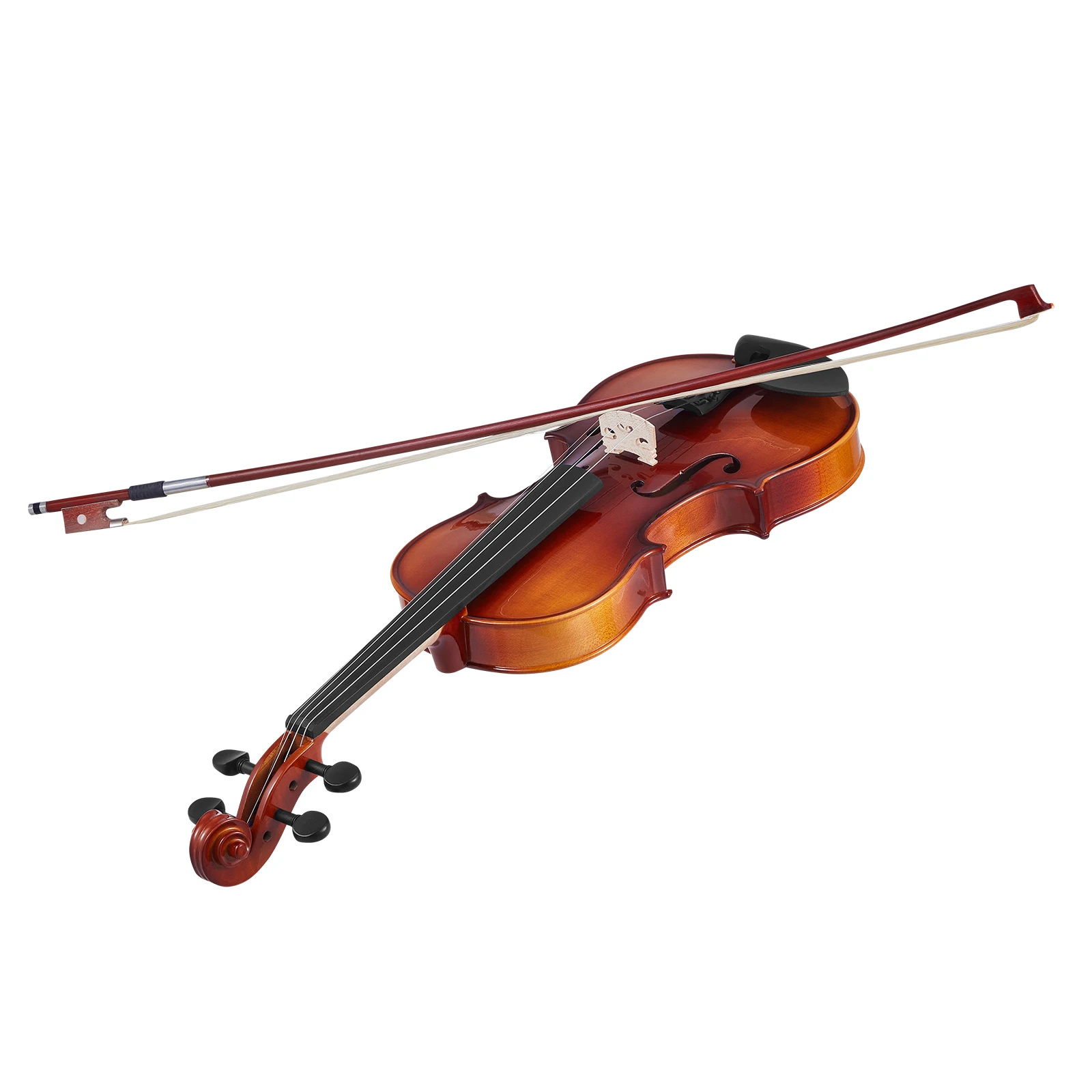 Violin 4/4 Full Size for Adults, Violin Fiddle Set for Beginners Student with Hard Case, Rosin, Bow, Shoulder Rest, Bridge, Extra Strings, Professional Solidwood Instrument (Glossy Brown)