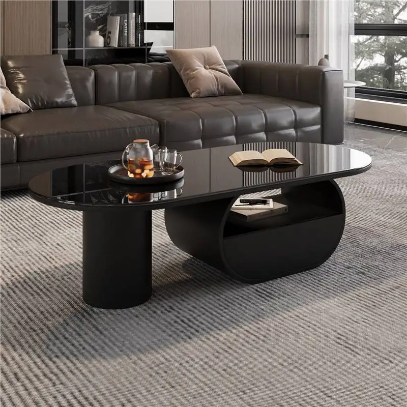 Yjq Italian light luxury living room household oval coffee table small apartment modern simple coffee table table combination