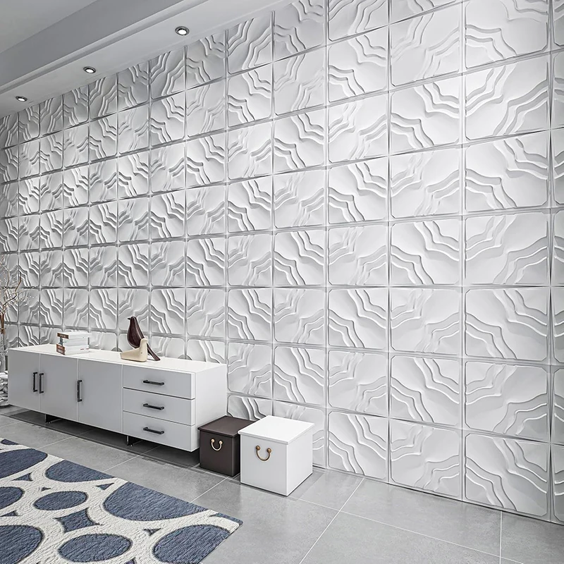 12pcs/box 50x50cm Decor Wallpaper 3D Art Wall Panel background wall decor exterior 3D Carving Embossed escent Colorful Wedding