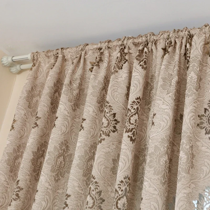 Europäische Luxus grau hohl Seer sucker Tüll hellbraun Vintage Jacquard Garn Vorhänge für Wohnzimmer Esszimmer Schlafzimmer benutzer definierte